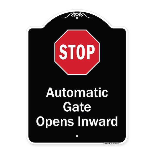 Designer Series-Stop Automatic Gate Opens Inward With Symbol, 24" x 18", BW-1824-9885